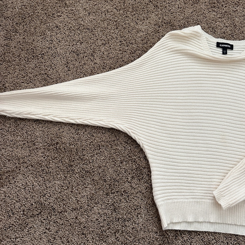 Express Women's Ivory Ribbed Sweater - Picture 4 of 6